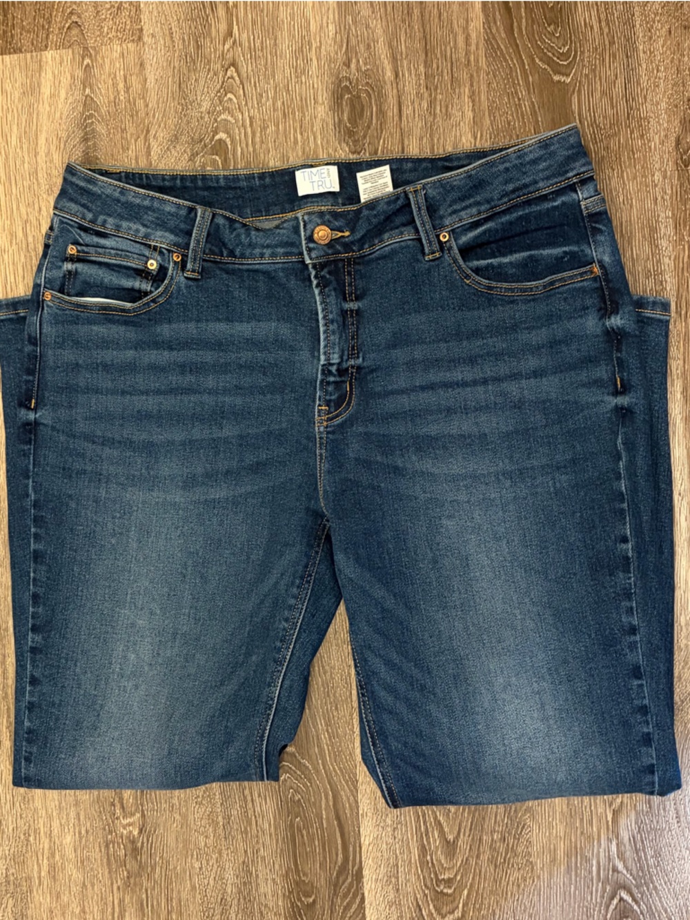 Time and Tru Women's Flared Jeans in Dark Blue Denim